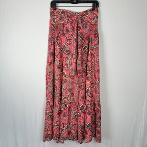 NWT Anandas Collection Coral Paisley Pants Womens‎ L Elastic Waist Boho Flowy